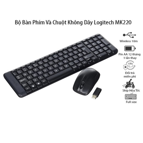 Combo bàn phím chuột không dây Logitech MK220 Wireless