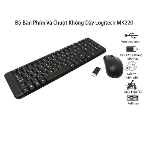 Combo bàn phím chuột không dây Logitech MK220 Wireless