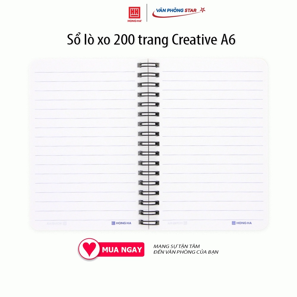 Sổ lò xo 200 trang Creative A6, 200 trang, Kích thước 105 * 148 (mm), Định lượng 58 g/m², Độ trắng 84 %ISO