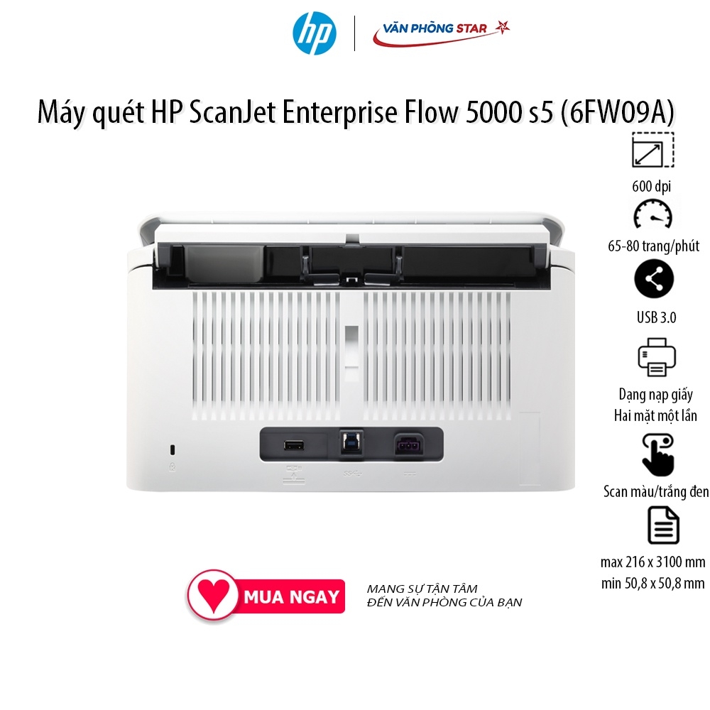 Máy quét HP ScanJet Enterprise Flow 5000 S5 (6FW09A). Máy scan đảo mặt tự động - CHÍNH HÃNG HP MỚI 100% - Vanphongstar