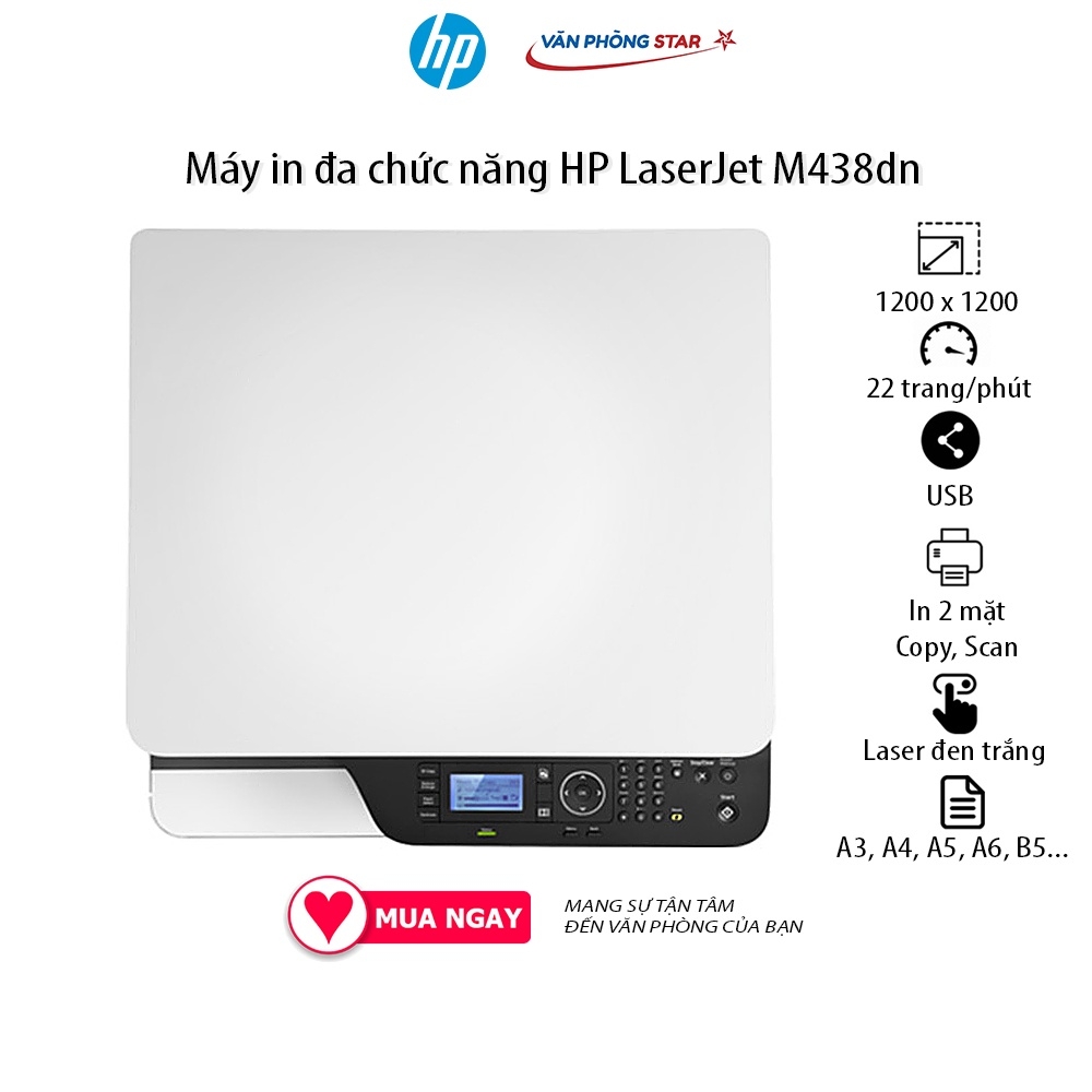 [FREE SHIP] Máy in đa chức năng HP LaserJet M438dn In, Sao chép, Quét Tốc độ: 22 trang / phút khổ A4,mới 100% chính hãng