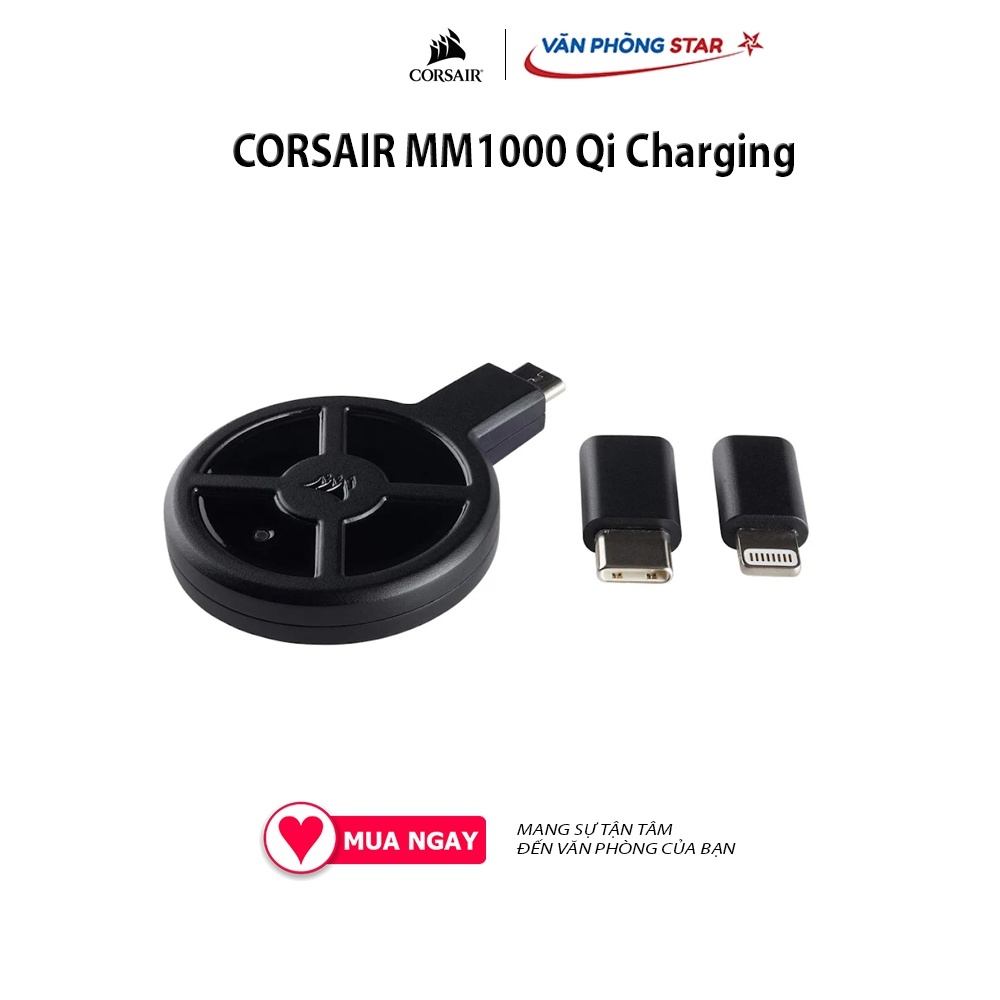 Lót chuột CORSAIR MM1000 Qi Charging - M CH-9440022-AP Cổng kết nối Lightning và Micro USB Công nghệ sạc không dây QI