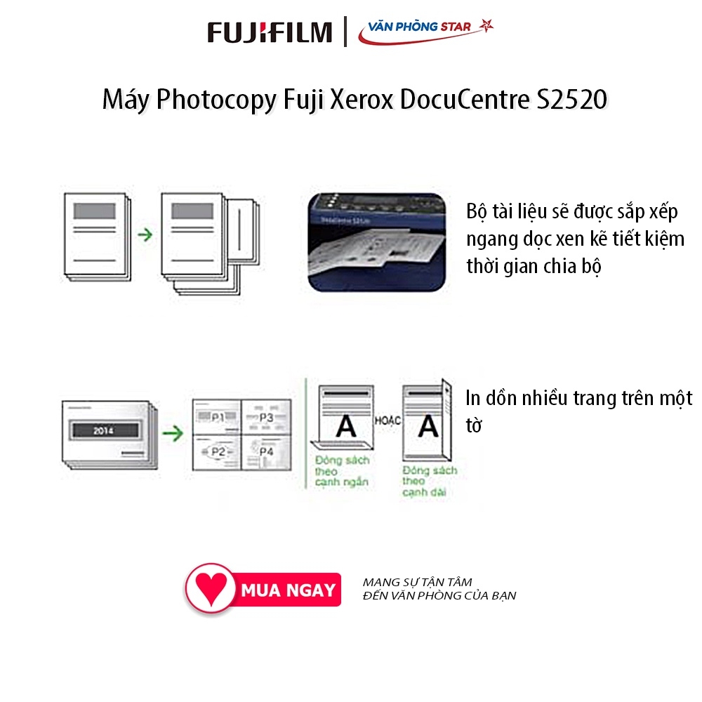 Máy photocopy đa chức năng FujiXerox DC S2520, chính hãng bảo hành toàn quốc