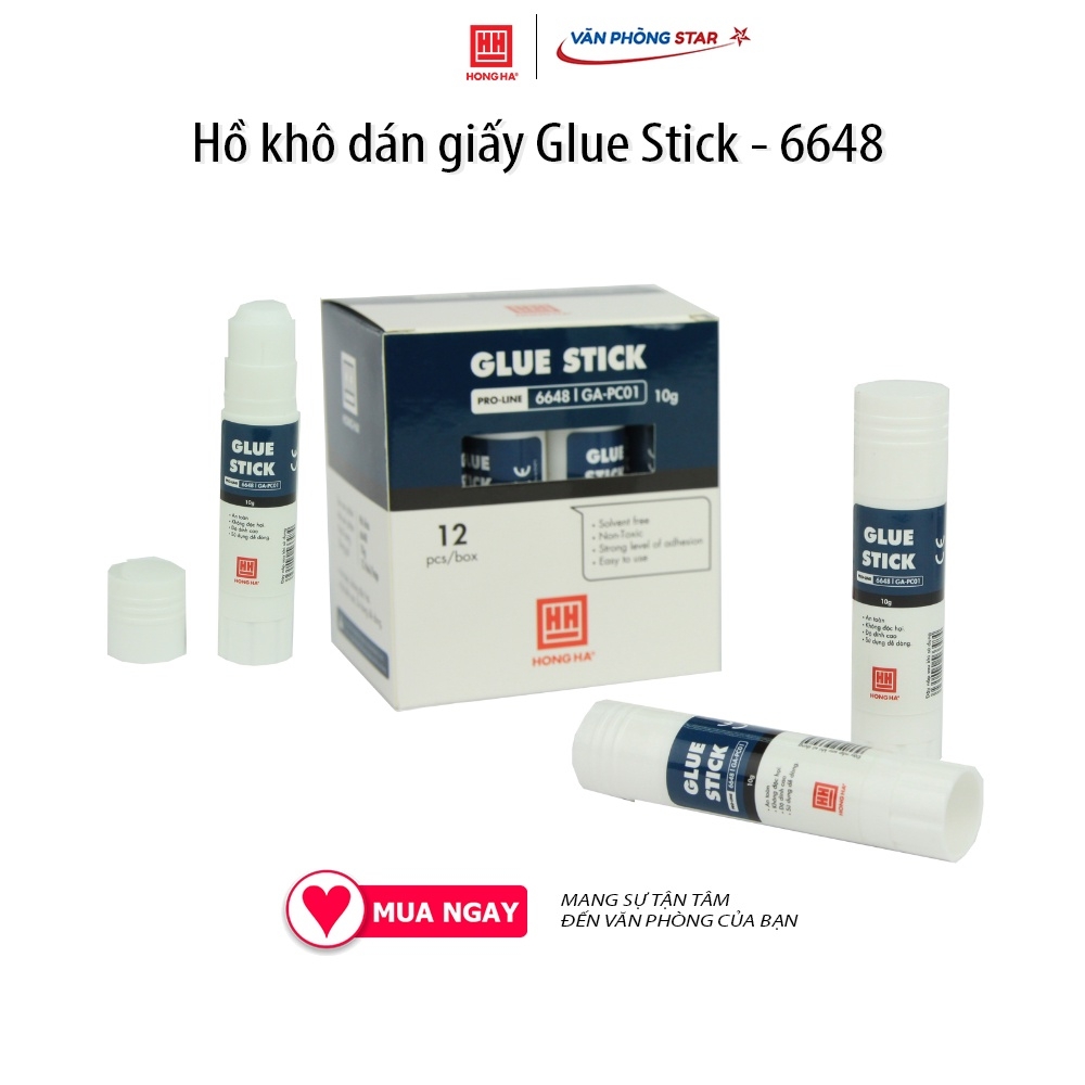 Hồ khô dán giấy Glue Stick văn phòng Hồng Hà - 6648 sử dụng dán giấy ở dạng khô cho văn phòng thân thiện với môi trường