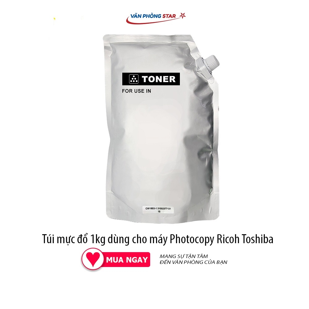 Túi mực đổ 1kg đa năng dùng cho dòng máy photocopy Ricoh Toshiba dung lượng 25.000 - 30.000 bản in A4