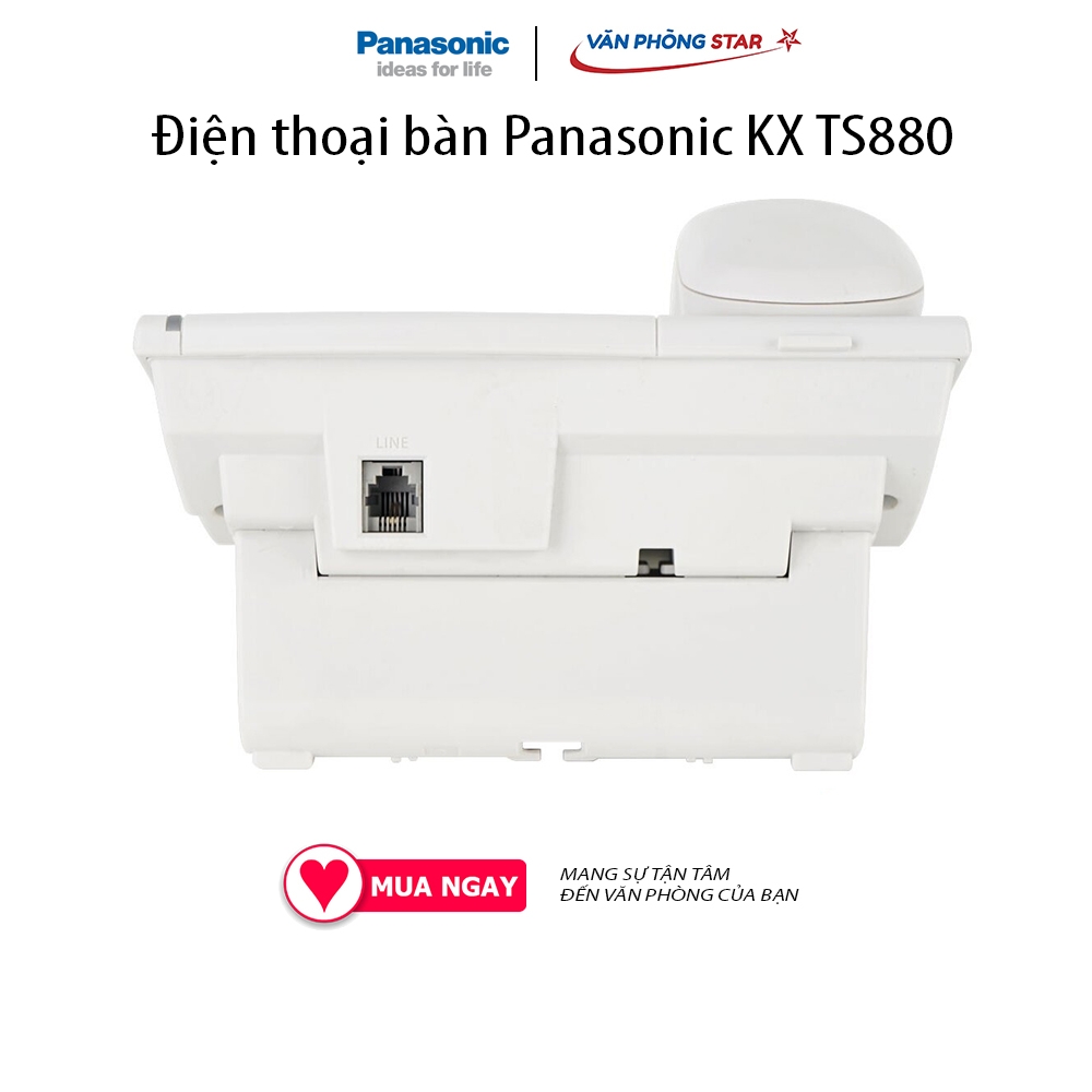 Điện thoại bàn Panasonic KX TS880Màn hình LCD hiển thị só gọi đến. Danh bạ 50 số. Gọi nhanh bằng 1 phím bấm: 20 số