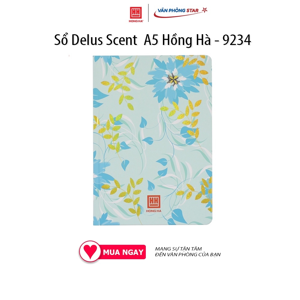 Sổ Delus Scent  A5 Hồng Hà 200 trang - 9234, giấy không nhòa, không thấm mực. Định lượng 80g/m2. Độ trắng: 76 -78%