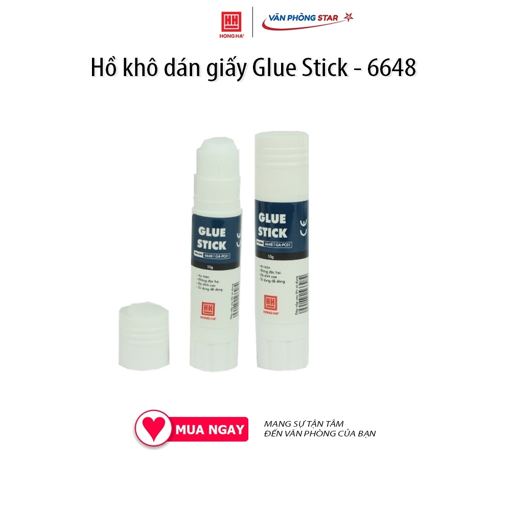 Hồ khô dán giấy Glue Stick văn phòng Hồng Hà - 6648 sử dụng dán giấy ở dạng khô cho văn phòng thân thiện với môi trường