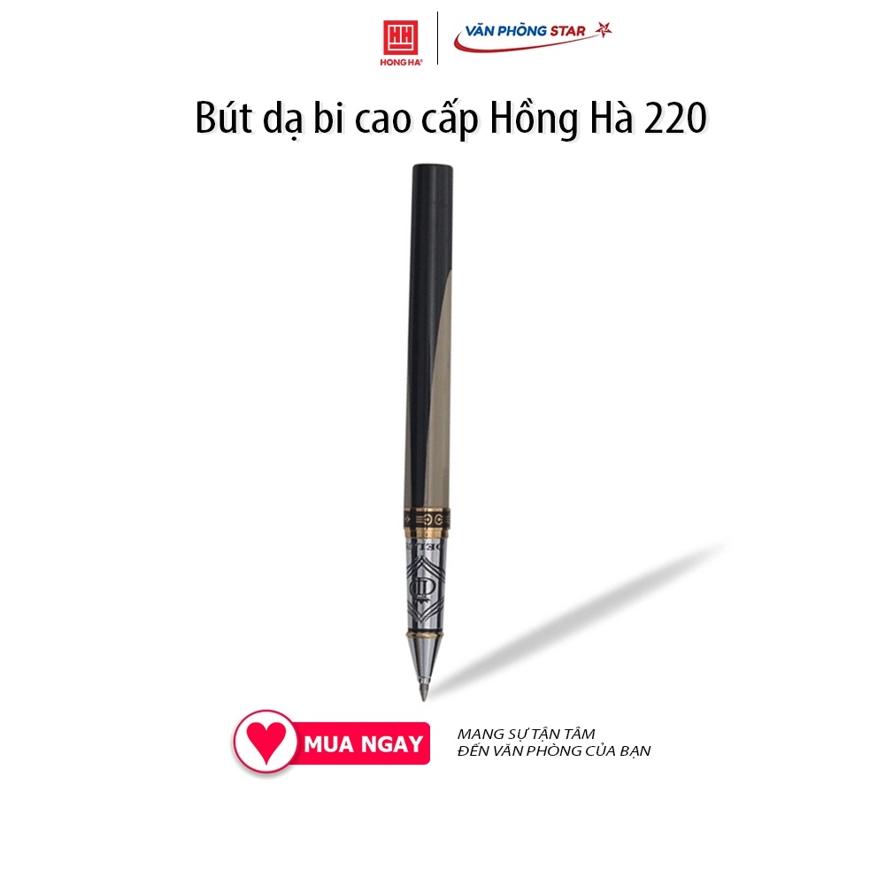 Bút dạ bi cao cấp Hồng Hà 220 - Bút ký quà tặng - 9012, Màu mực Mực xanh - Kích thước nét viết 0.8mm, thiết kế hợp kim