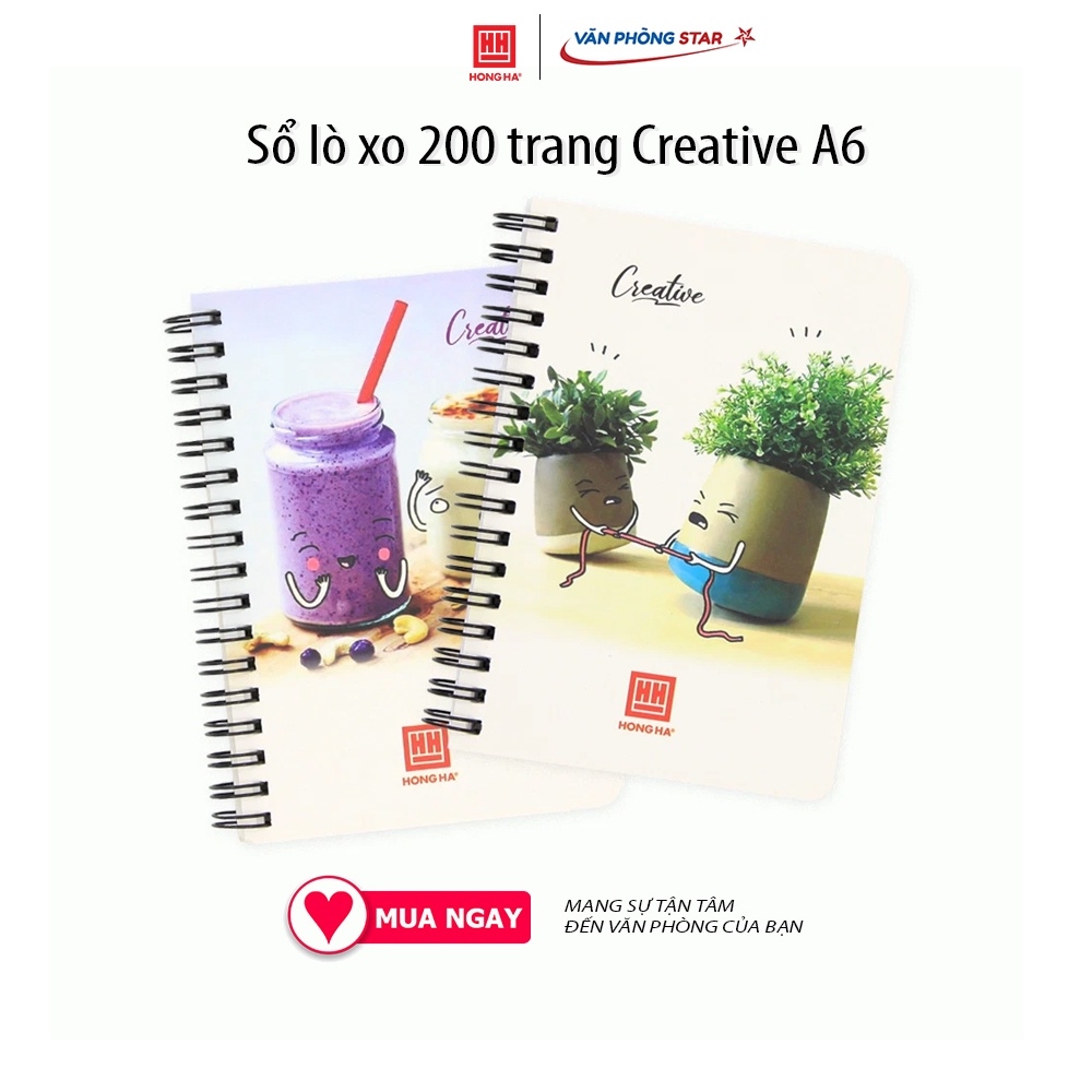 Sổ lò xo 200 trang Creative A6, 200 trang, Kích thước 105 * 148 (mm), Định lượng 58 g/m², Độ trắng 84 %ISO