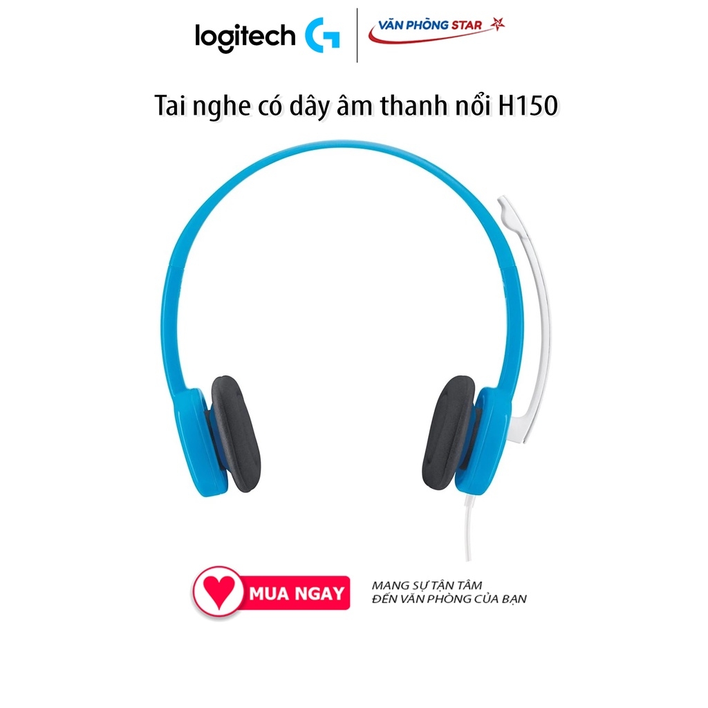 Tai nghe Logitech Stereo Headset H150 có mic, kết nối 2 giắc cắm 3.5mm, chống ồn, đệm tại nghe êm ái, âm thanh nổi