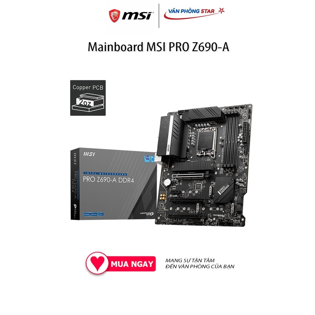 Mainboard MSI PRO Z690-A (Intel Z690, Socket 1700, ATX, 4 khe RAM DDR4)