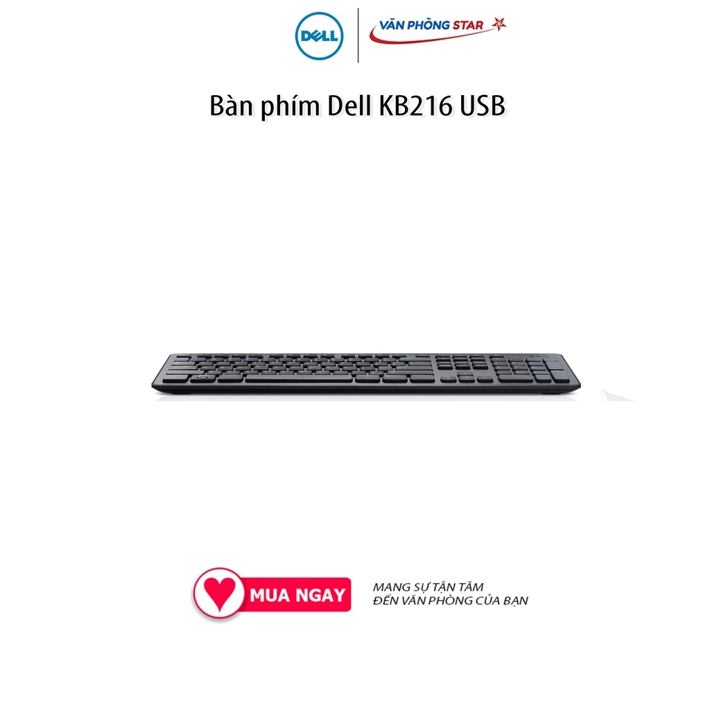 Bàn phím Dell KB216 USB, kiểu kết nối Có dây USB 2.0 - Kích thước Full size - Có kích thước gọn nhẹ - Phím bấm chắc chắn