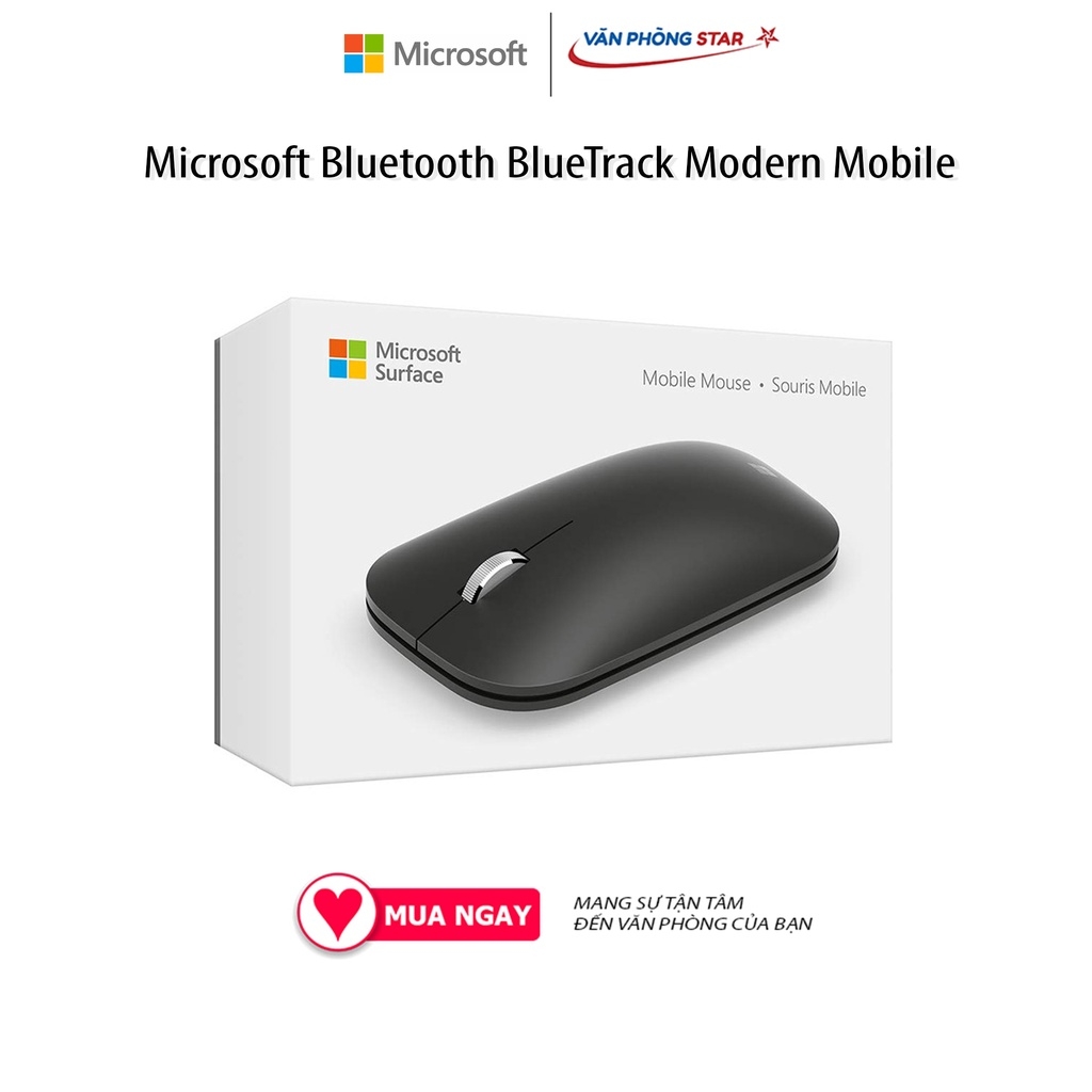 Chuột máy tính không dây Microsoft Bluetooth BlueTrack Modern Mobile, Kết nối Bluetooth, cảm biến Optical