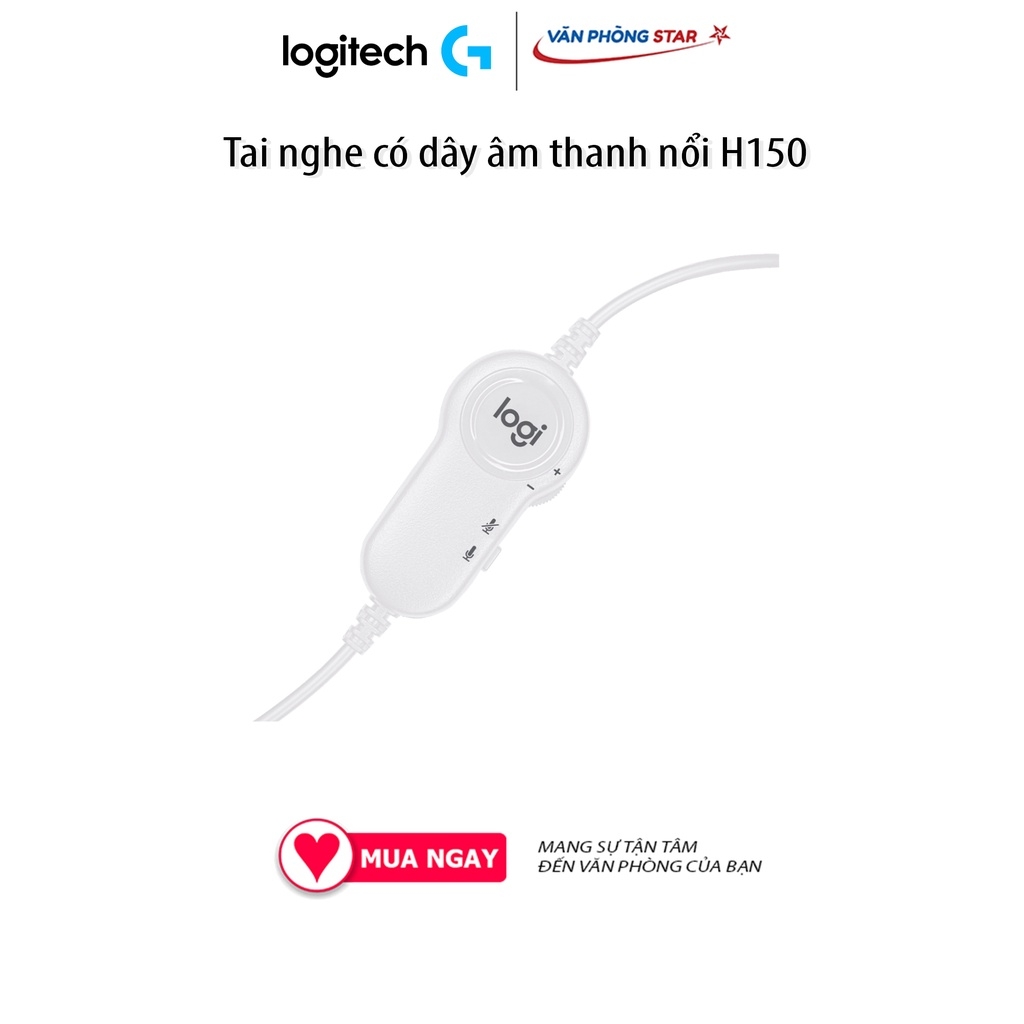 Tai nghe Logitech Stereo Headset H150 có mic, kết nối 2 giắc cắm 3.5mm, chống ồn, đệm tại nghe êm ái, âm thanh nổi