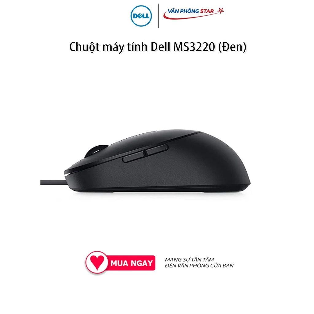 Chuột máy tính Dell MS3220, Kết nối USB 2.0, Độ phân giải 3200DPI, cảm biến Laser, siêu nhẹ