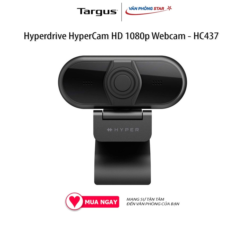 Hyperdrive HyperCam HD 1080p Webcam - HC437, độ phân giải full HD 1080p 30 fps, Xoay góc 180, Microphone đôi, chính hãng
