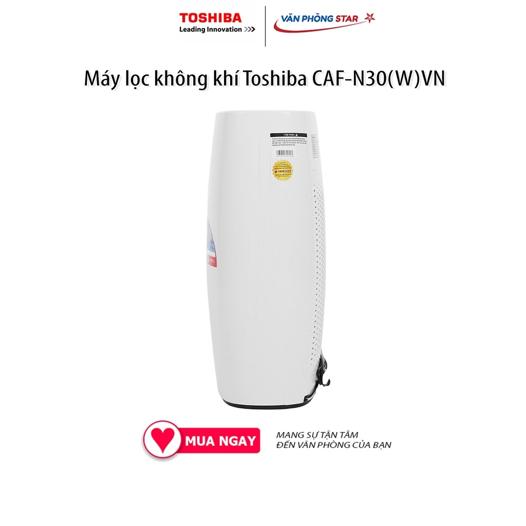 Máy lọc không khí Toshiba CAF-N30(W)VN lọc bụi mịn PM 2.5 lên đến 95% và 99.9% vi khuẩn. Diện tích phù hợp Từ 21 - 36 m2