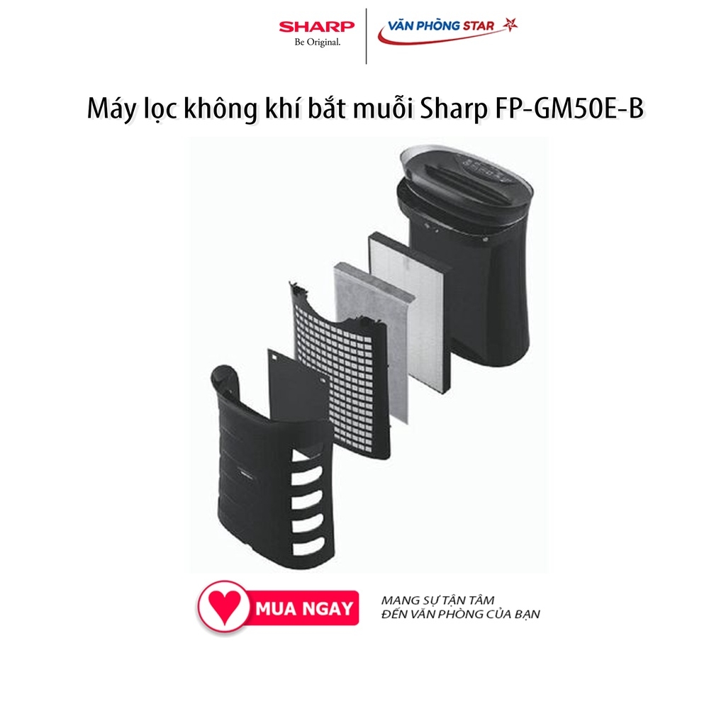 Máy lọc không khí bắt muỗi Sharp FP-GM50E-B Lọc 99.97% bụi mịn PM 2.5, Inverter tiết kiệm điện, phòng từ 35 - 40m2