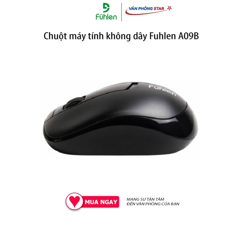 Chuột máy tính không dây Fuhlen A09B độ phân giải  1000 DPI, tương thích PC, latop có cổng USB