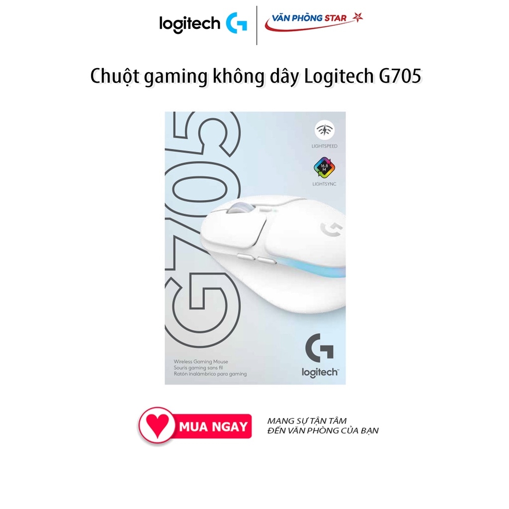 Chuột Logitech G705 Aurora Wireless đèn LED RGB, kết nối không dây LightSpeed, Bluetooth, có dây, Cảm biến quang 8200dpi