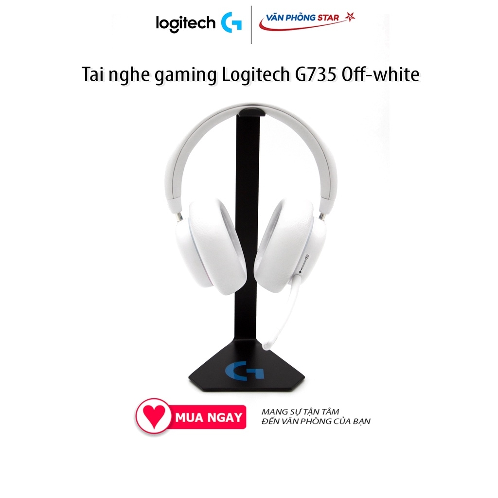 Tai nghe gaming không dây Logitech G735 Off-white kết nối Bluetooth, LED RGB, kích thước driver 40 mm