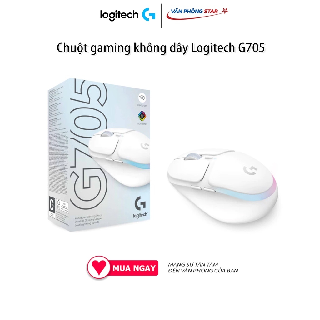 Chuột Logitech G705 Aurora Wireless đèn LED RGB, kết nối không dây LightSpeed, Bluetooth, có dây, Cảm biến quang 8200dpi