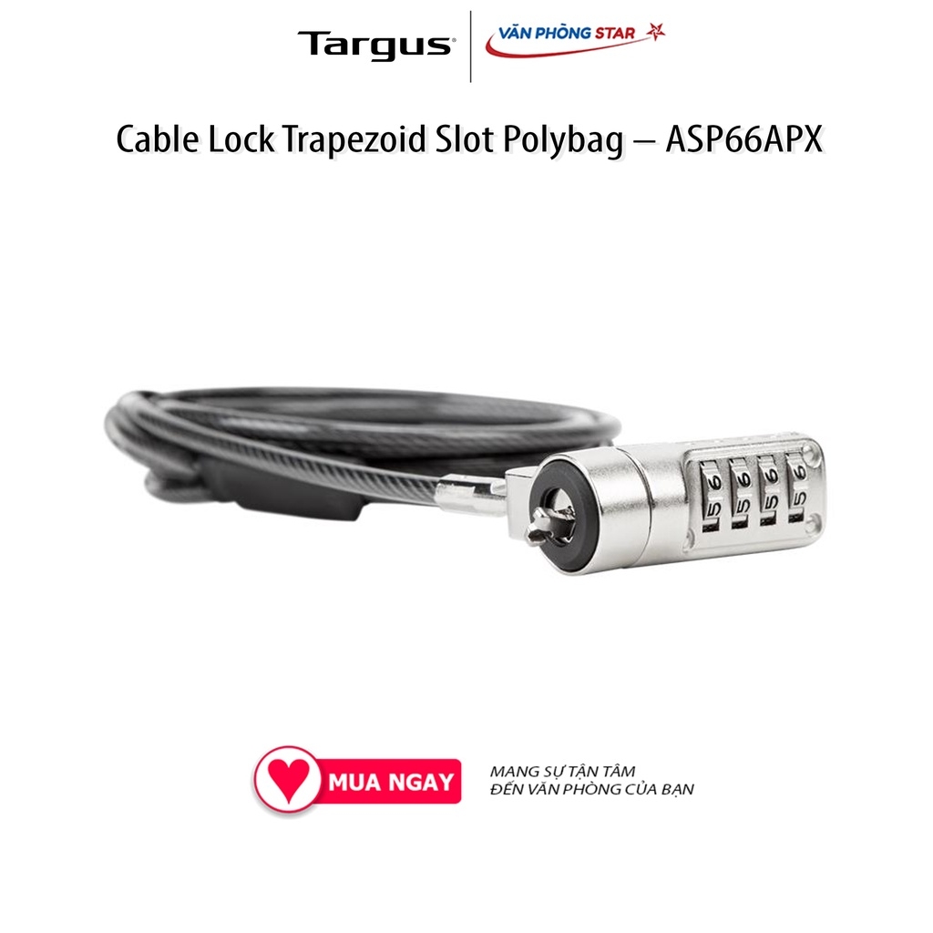 Khóa Laptop TARGUS DEFCON Resettable TrapEZoid Combo Cable Lock Trapezoid Slot Polybag – ASP66APX
