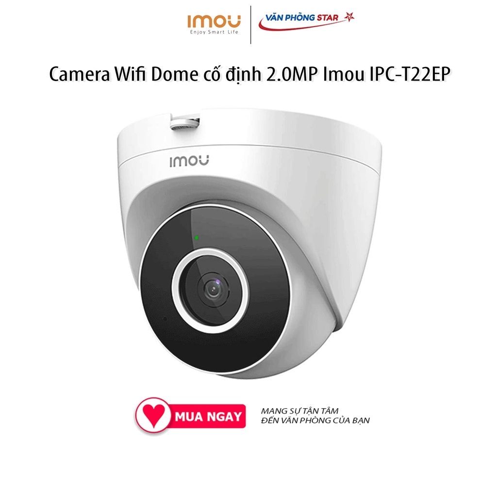 Camera Wifi Dome cố định 2.0MP Imou IPC-T22EP - 2.0MP, tích hợp mic, phát hiện chuyển động, Chế độ quan sát ngày đêm