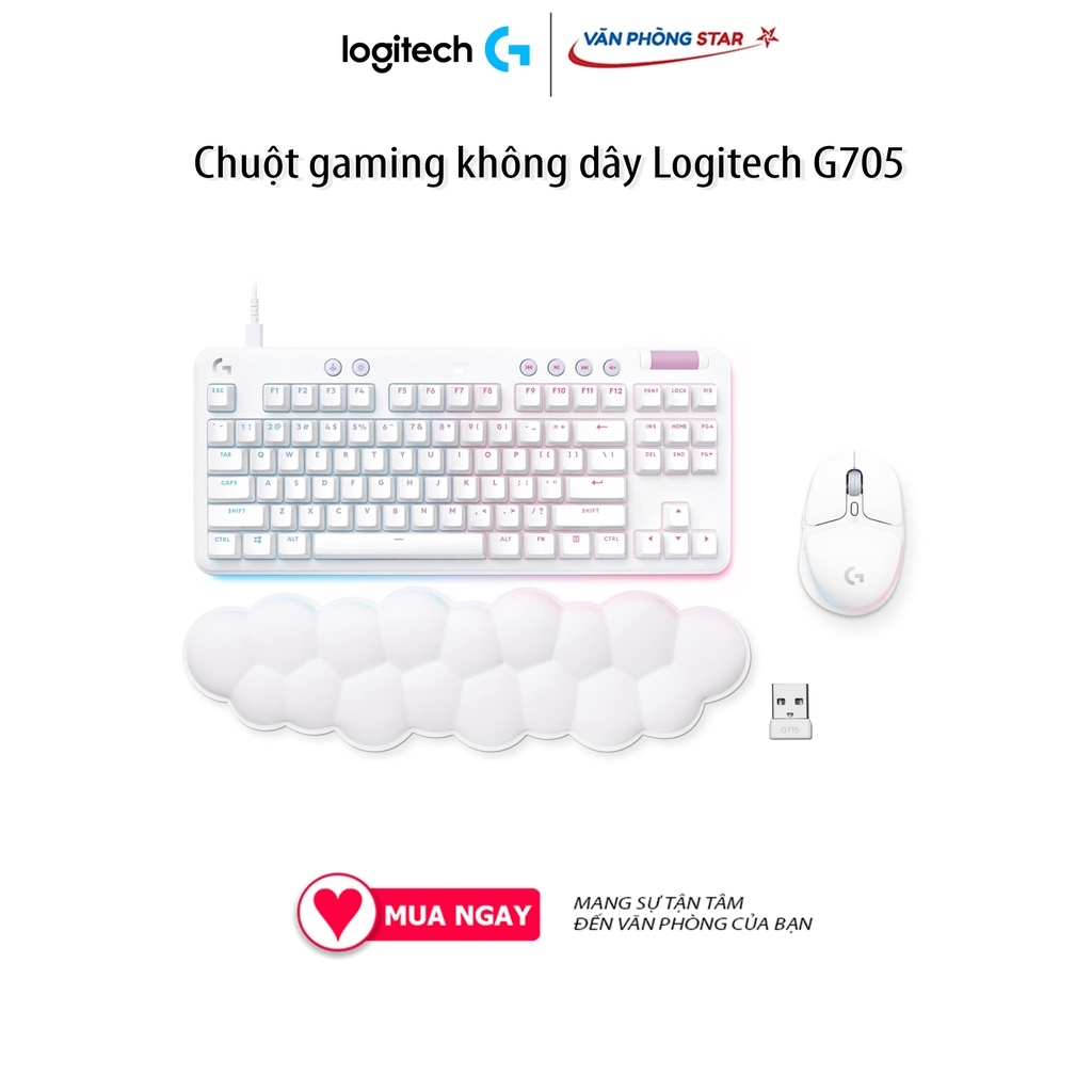 Chuột Logitech G705 Aurora Wireless đèn LED RGB, kết nối không dây LightSpeed, Bluetooth, có dây, Cảm biến quang 8200dpi