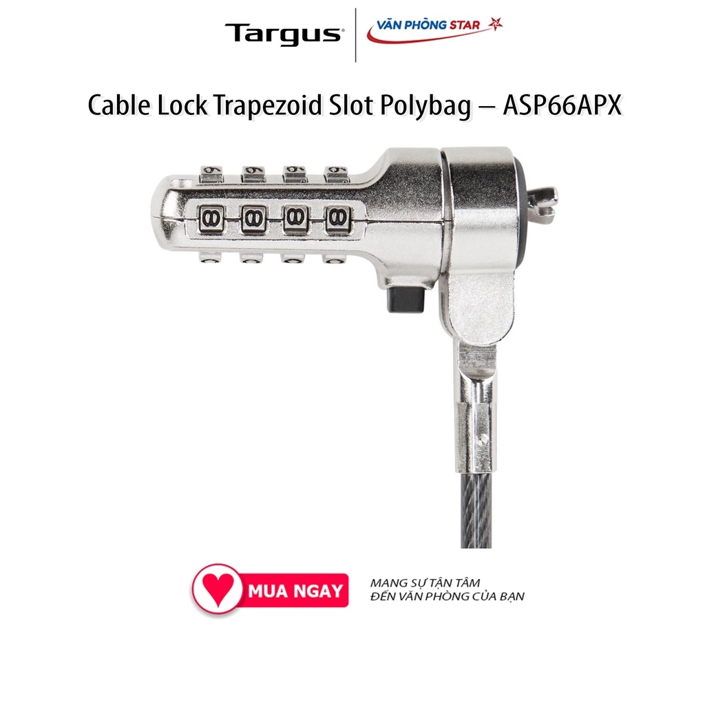 Khóa Laptop TARGUS DEFCON Resettable TrapEZoid Combo Cable Lock Trapezoid Slot Polybag – ASP66APX