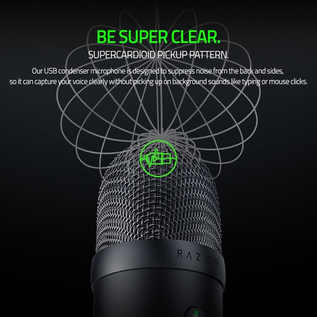Micro thu âm RAZER Seiren V2 X - USB Microphone - RZ19-04050100-R3M1, giảm tiếng ồn, độ nhạy cao, USB A, C, giắc 3.5mm