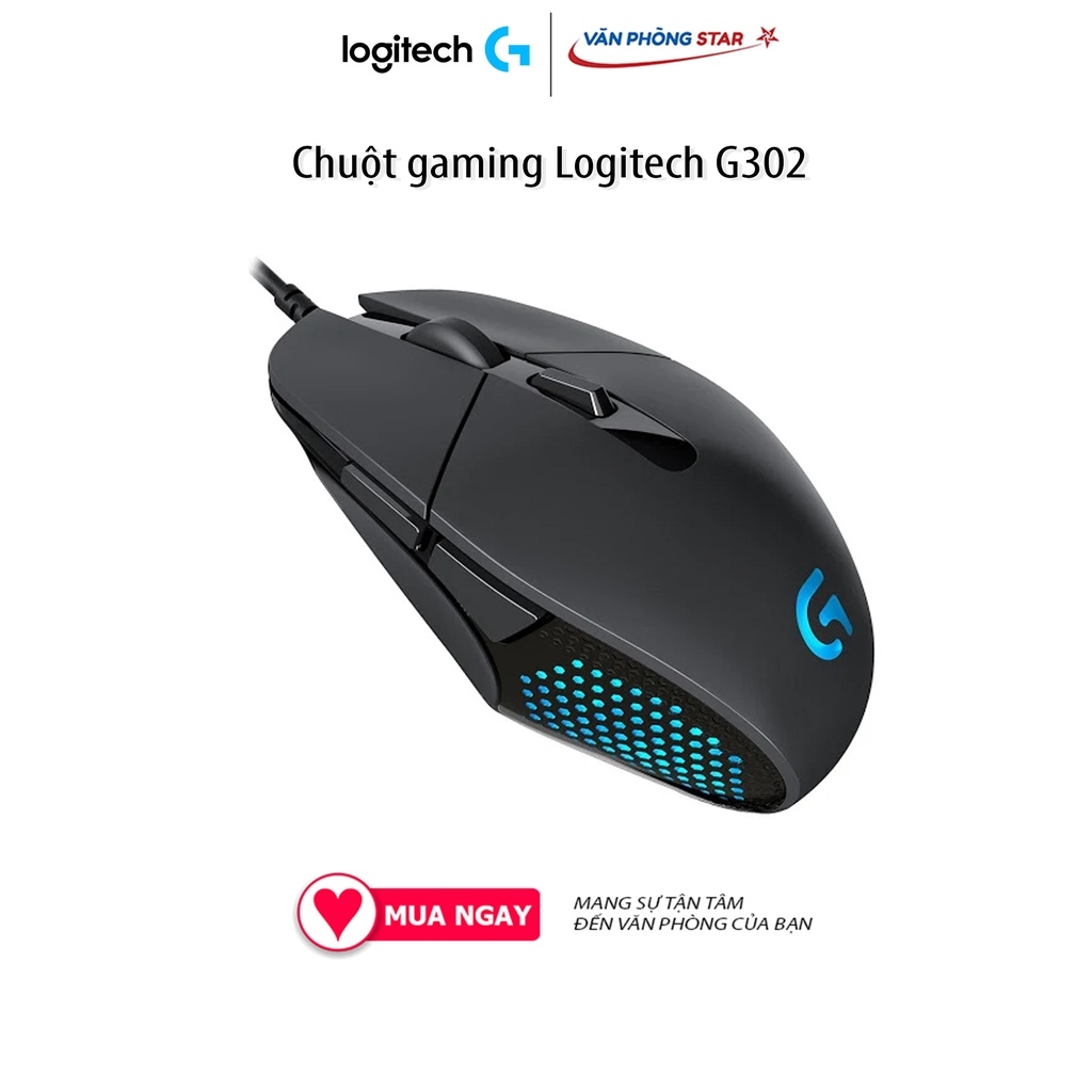 Chuột gaming Logitech G302 kết nối USB 2.0, độ phân giải (CPI/DPI) 4000DPI, dạng cảm biến Optical, phản hồi 1ms