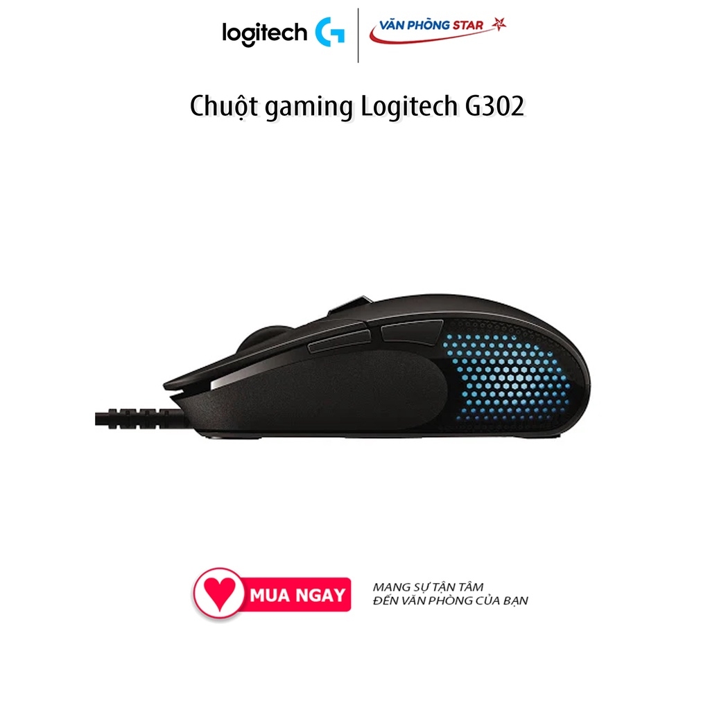 Chuột gaming Logitech G302 kết nối USB 2.0, độ phân giải (CPI/DPI) 4000DPI, dạng cảm biến Optical, phản hồi 1ms