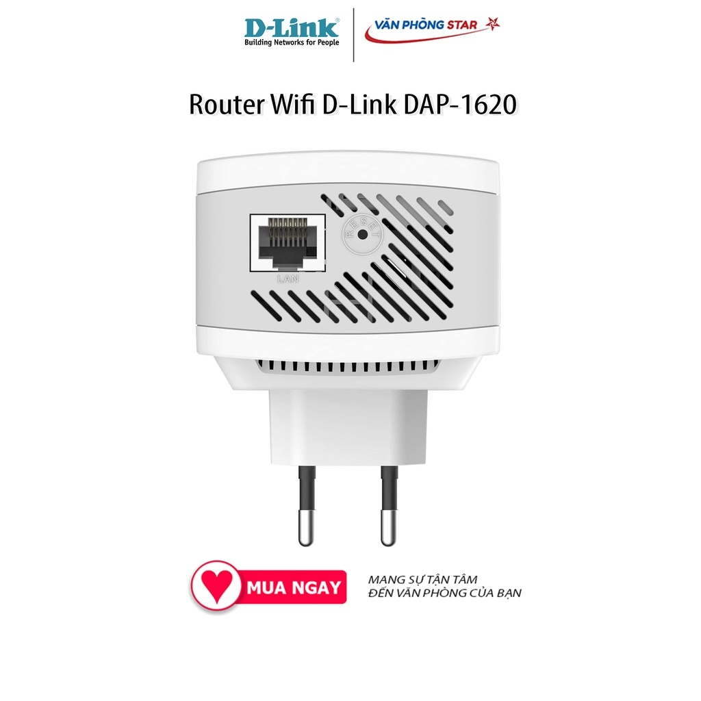 Router Wifi D-Link DAP-1620, Chuẩn kết nối 802.11 a/b/g/n/ac, cổng kết nối 1x LAN Gigabit, 2x ngoài ăng ten, 5.0GHz