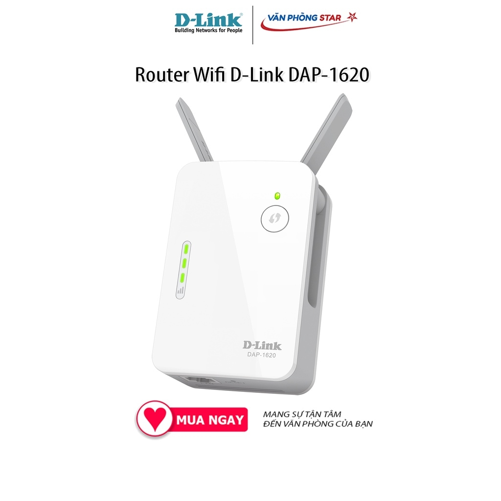 Router Wifi D-Link DAP-1620, Chuẩn kết nối 802.11 a/b/g/n/ac, cổng kết nối 1x LAN Gigabit, 2x ngoài ăng ten, 5.0GHz