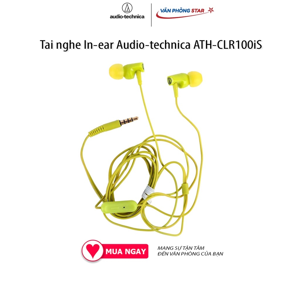 Tai nghe In-ear Audio-technica ATH-CLR100iS. Kết nối 3.5 mm âm thanh sống động dây silicon chống rối