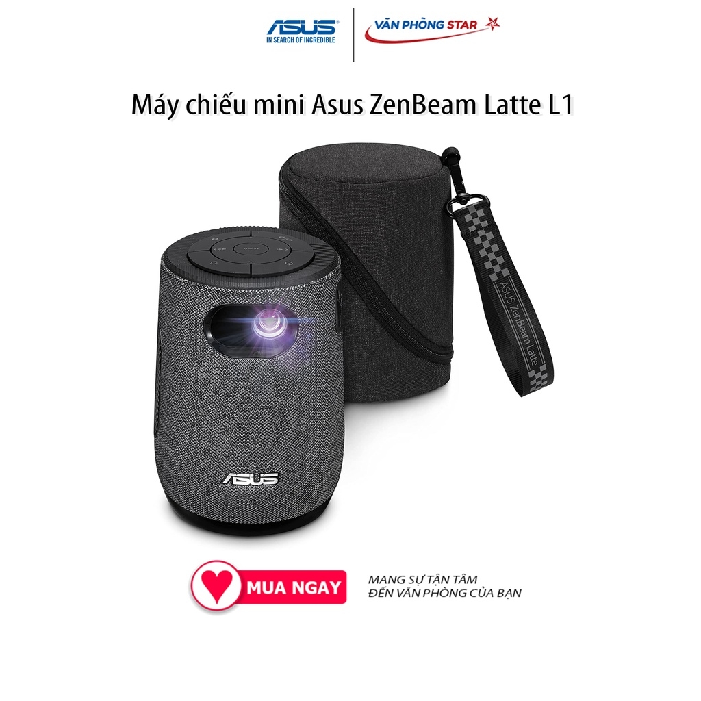 Máy chiếu mini Asus ZenBeam Latte L1 3 giờ trình chiếu, kích thước 40-120 inch kết nối không dây kèm loa