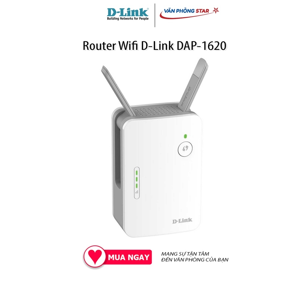 Router Wifi D-Link DAP-1620, Chuẩn kết nối 802.11 a/b/g/n/ac, cổng kết nối 1x LAN Gigabit, 2x ngoài ăng ten, 5.0GHz