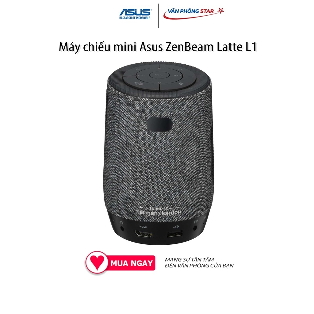Máy chiếu mini Asus ZenBeam Latte L1 3 giờ trình chiếu, kích thước 40-120 inch kết nối không dây kèm loa