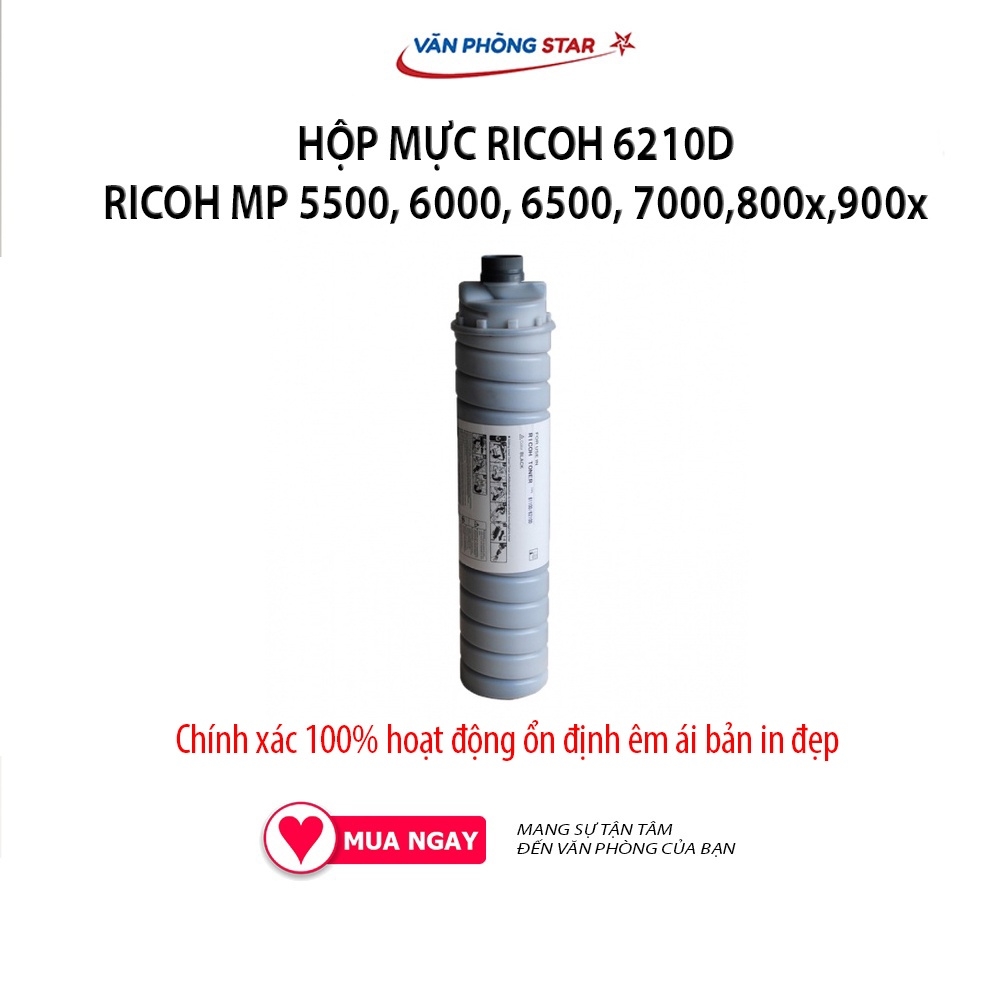 Hộp Mực Ricoh 6210D  dùng cho máy Ricoh MP RICOH MP 5500, 6000, 6500, 7000, 800x, 900x. Mực in máy photocopy 30000 bản