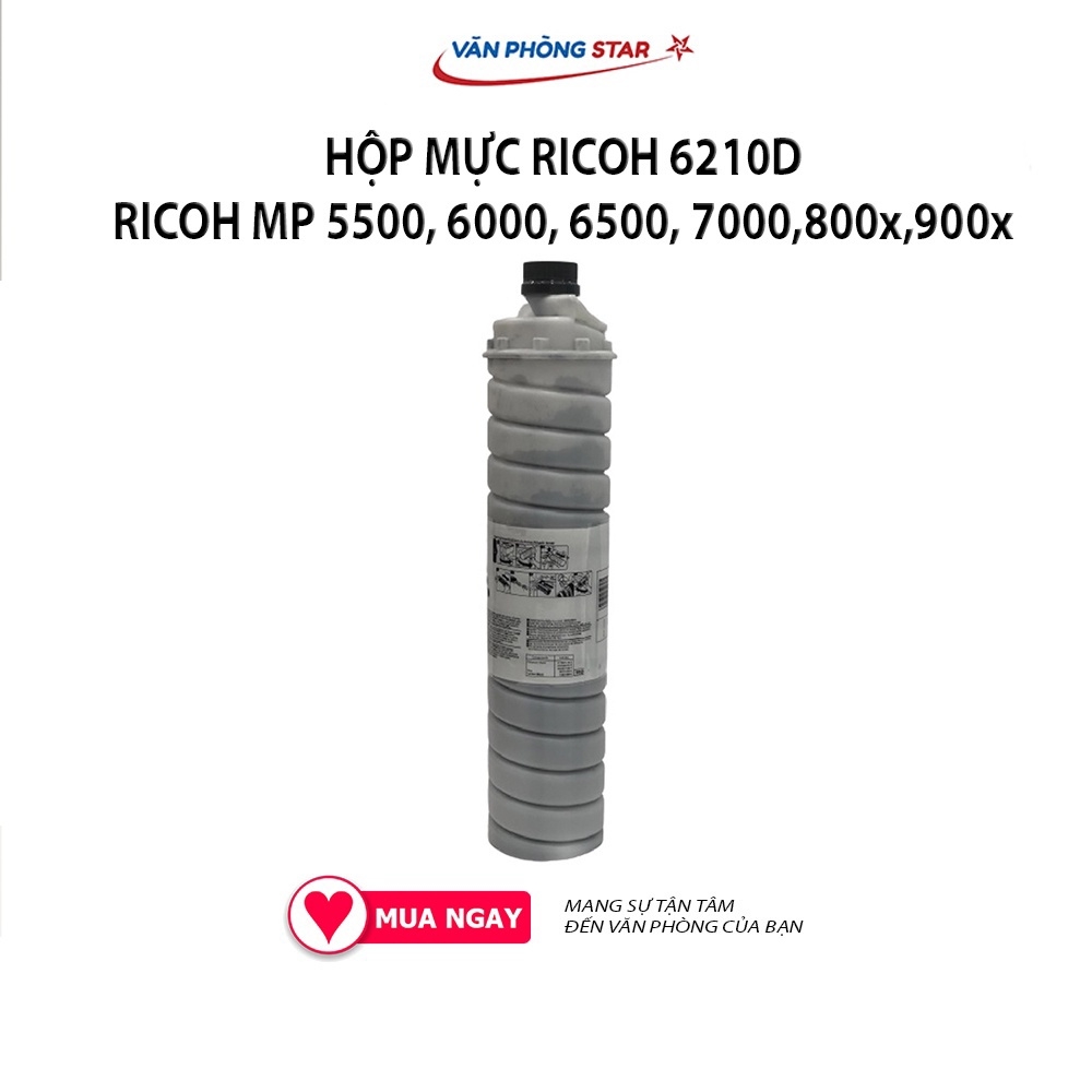 Hộp Mực Ricoh 6210D  dùng cho máy Ricoh MP RICOH MP 5500, 6000, 6500, 7000, 800x, 900x. Mực in máy photocopy 30000 bản