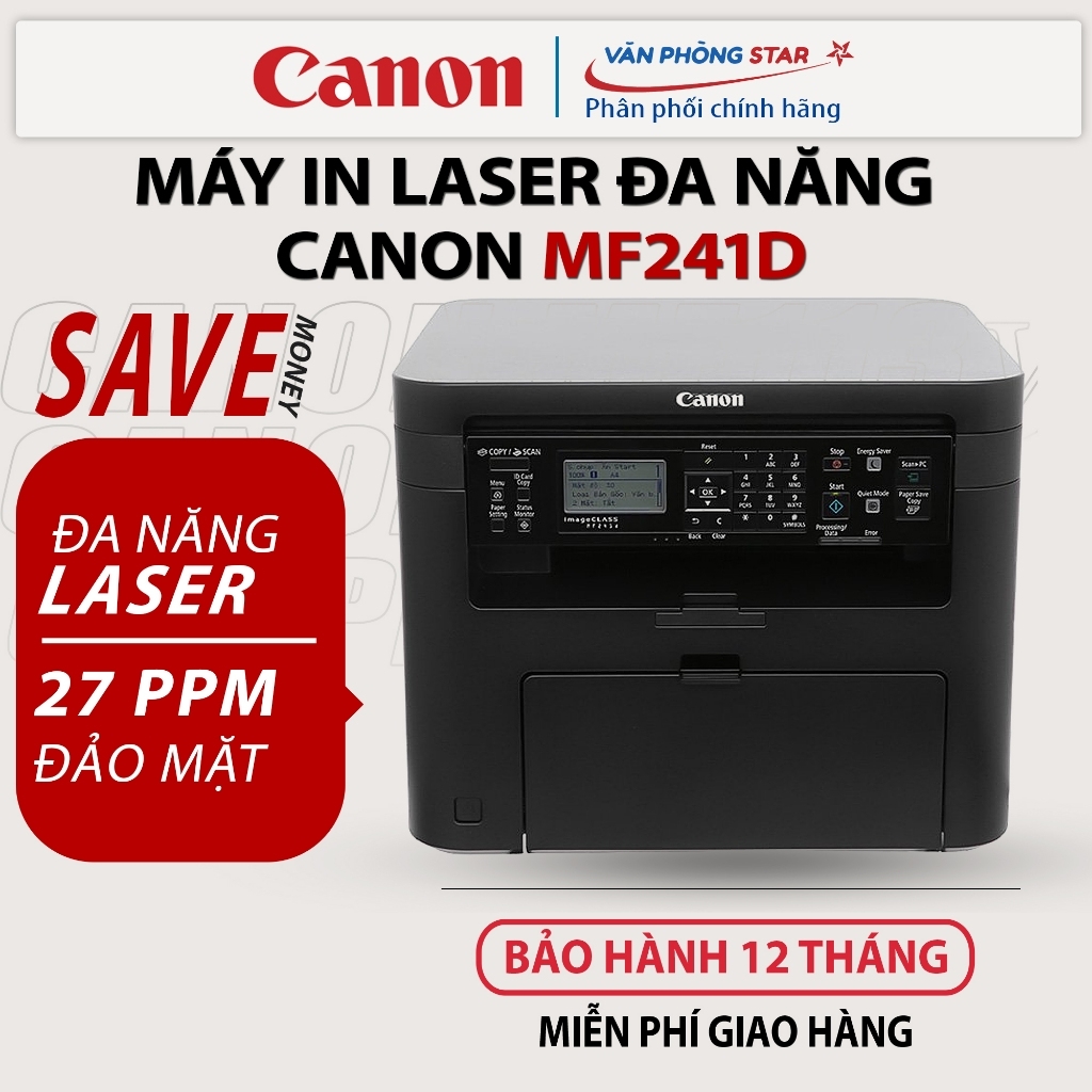 Máy in Laser đa chức năng Canon MF241D copy, scan màu. Máy in laser đảo mặt. Bảo hành 1 đổi 1