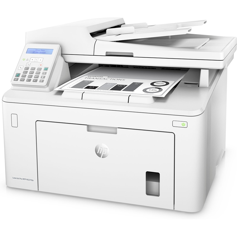 Máy in HP Laser Jet Pro M227FDN đa chức năng. Máy in laser A4, in đảo mặt, photocopy, scan, fax chính hãng BH 1 đổi 1