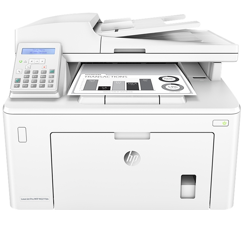 Máy in HP Laser Jet Pro M227FDN đa chức năng. Máy in laser A4, in đảo mặt, photocopy, scan, fax chính hãng BH 1 đổi 1