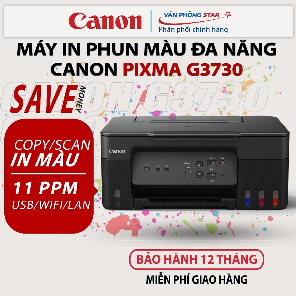 Máy in phun màu đa năng Canon Pixma G3730. Máy in ảnh A4 chính hãng Canon bảo hành 12 tháng