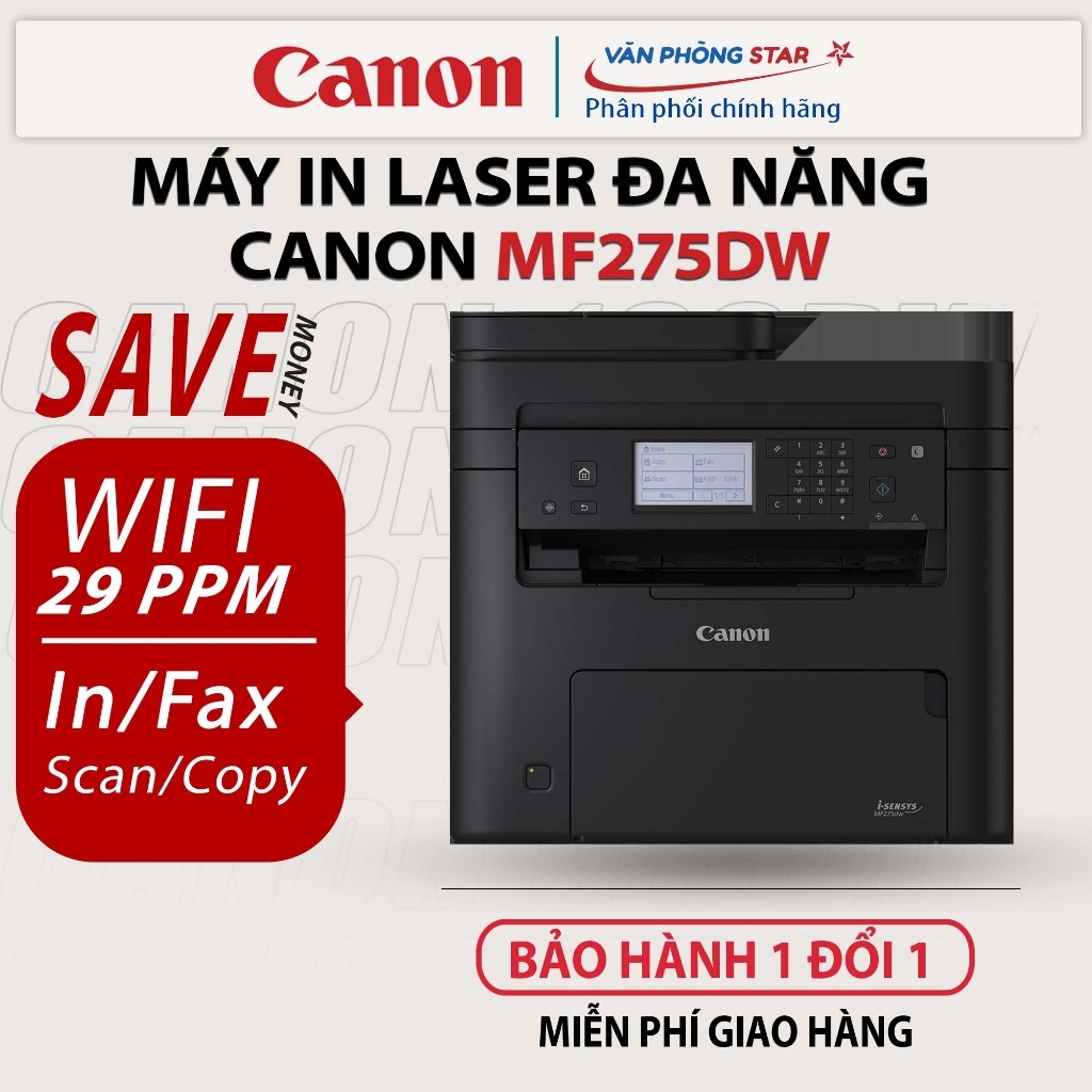 Máy in Laser đa chức năng  Canon MF275Dw - In đảo mặt, Photo, Scan, WiFi - Bảo hành chính hãng Canon