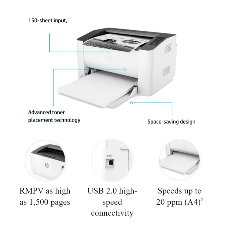 Máy in Laser HP 108W (4ZB80A) - Máy in wifi đen trắng mới 100% - Bảo hành chính hãng HP 12 tháng.