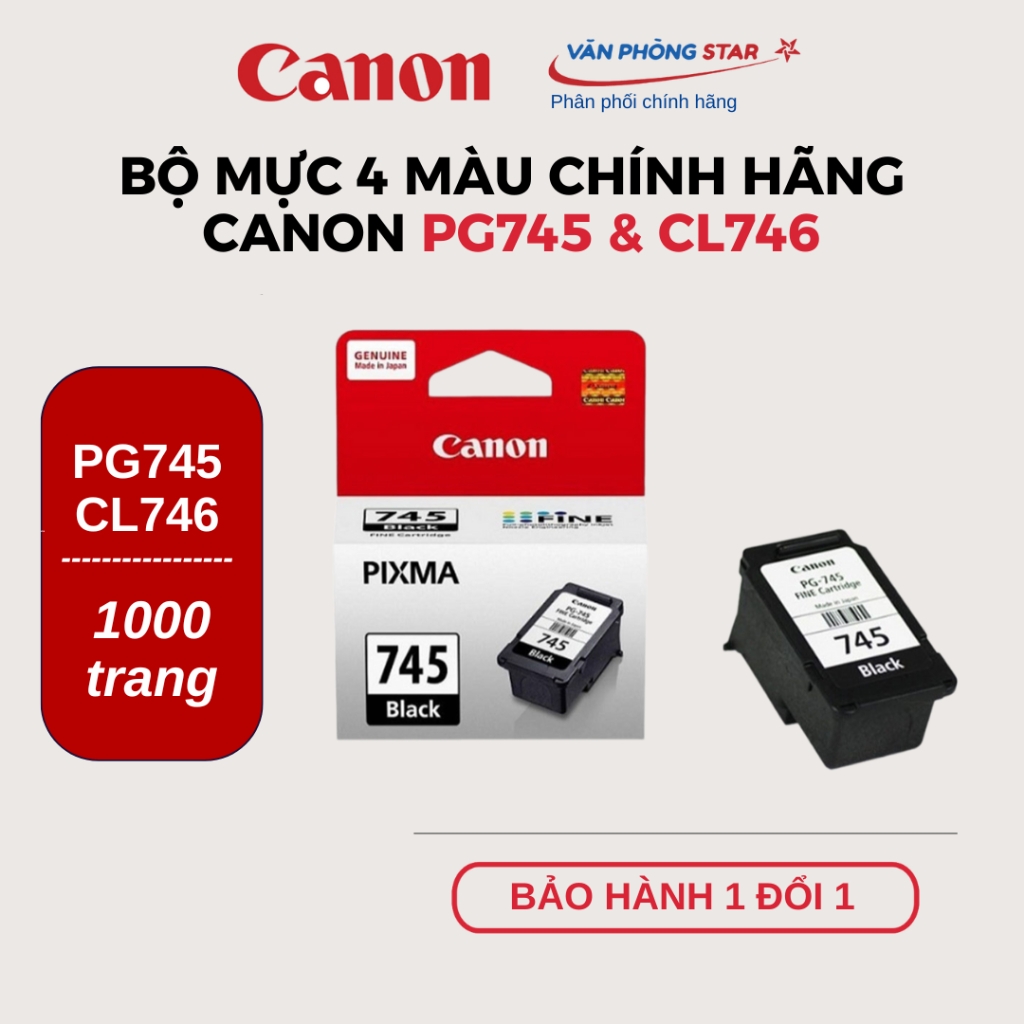 Bộ mực in Canon PG 745 & Cl 746 chính hãng dùng cho máy Canon Pixma iP2870/ iP2872/ MG2570/ TR4570S