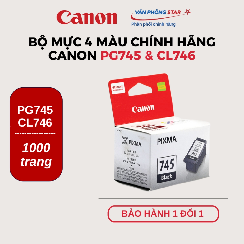 Bộ mực in Canon PG 745 & Cl 746 chính hãng dùng cho máy Canon Pixma iP2870/ iP2872/ MG2570/ TR4570S